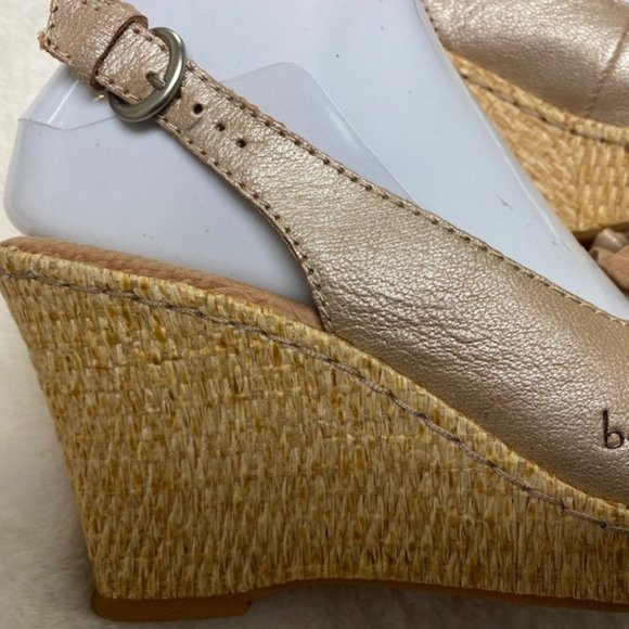BOC Born Leather Floral Peep Toe Slingback Wedge Espadrilles Sandals,‎ size 7 - Picture 6 of 12